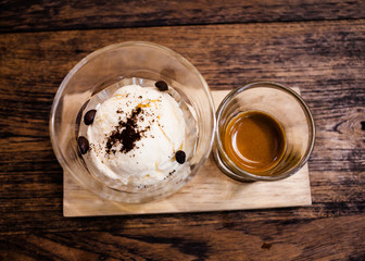 Affogato with Ice Cream and Coffee.
