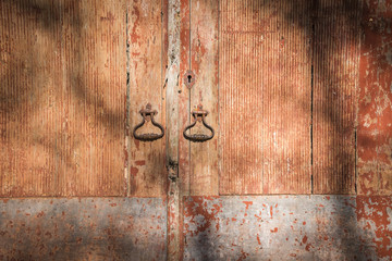 ancient brown wooden door