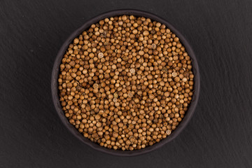 Close up of dried coriander seeds