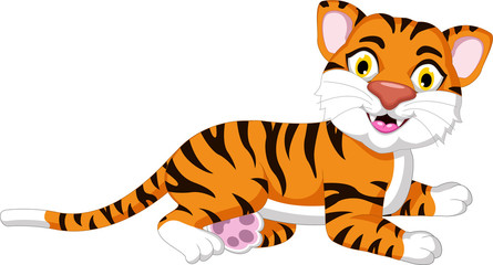 Cute tiger cartoon sitting