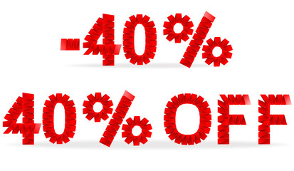 40 percent sale folded paper sign