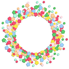 Round frame of Easter confectionery topping.