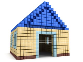 House made by cube blocks
