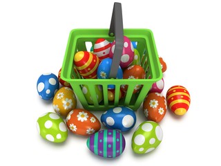 Easter Eggs in shopping basket