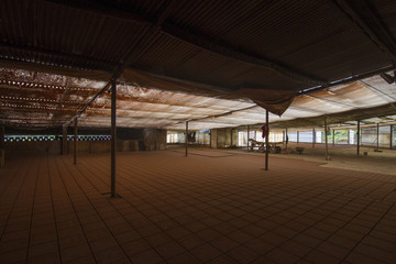 Close up view of a bed of of traditional mud brick production.