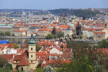 Fototapeta na wymiar Colorful spring Prague City, Czech Republic