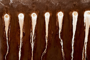 View of an old and dirty plastic roof detail.