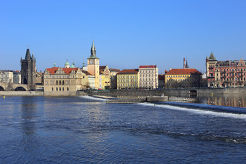 Prague gothic Charles Bridge with Old Town, Czech Republic