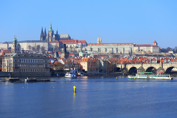 Prague gothic Castle with the Charles Bridge, Czech Republic