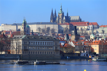 Prague gothic Castle above River Vltava, Czech Republic