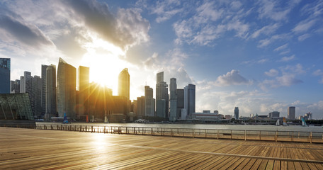 centre-ville de Singapour au coucher du soleil
