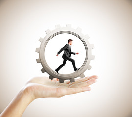 gear with runs businessman