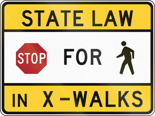 Obraz premium United States traffi sign: Stop for pedestrians, Maryland