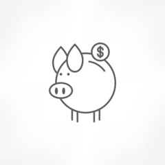 piggy bank dollar coin icon