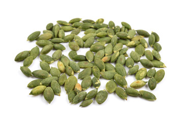 pumpkin seeds on white background