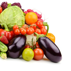fruits and vegetables isolated on white background