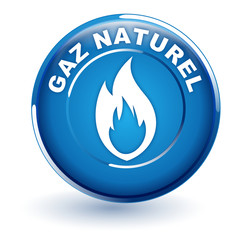 gaz naturel sur bouton bleu