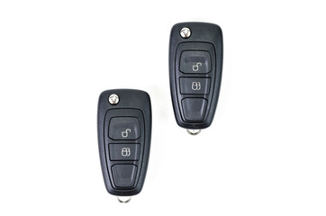 Remote car key on white background