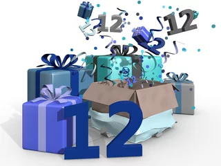 Foto auf Acrylglas Blauwe cadeaus voor de twaalfde © emieldelange