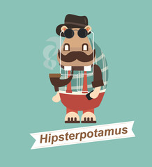 hipster - Hippopotamus cartoon
