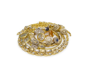 Naklejka premium Large collection of gold jewellery