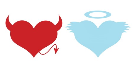 Red and blue hearts. Concept of love