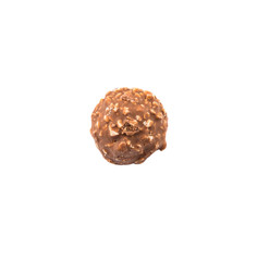 Chocolate balls with nuts over white background