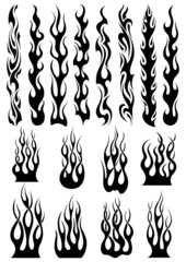 Black tribal flames set