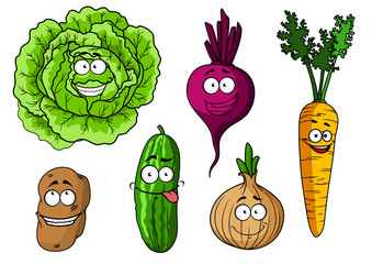 Cartoon fresh vegetables set