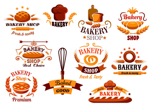 Bakery and bread symbols or banners