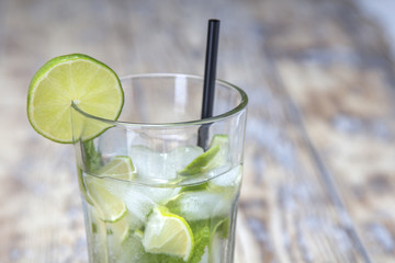 Mojito Cocktail on wooden table