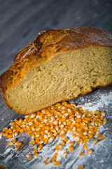 Corn bread on wooden table