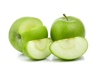 green apple on white background