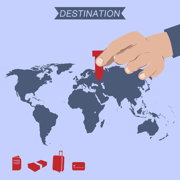 destination pin on world map