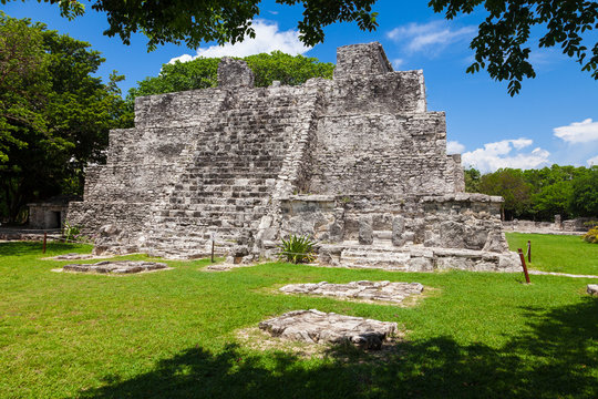 El Meco. Mayan archeological site near Cancun, Mexico. View of t