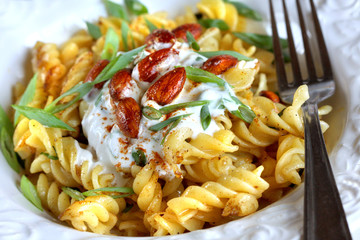 Fusilli with Spiced Almonds and Herbal Dressing