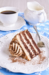 Brown cake with cream