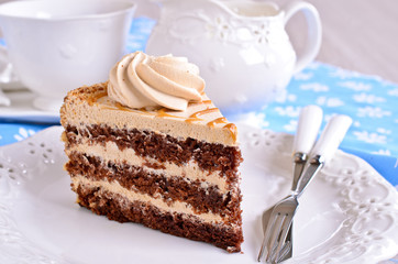 Brown cake with cream