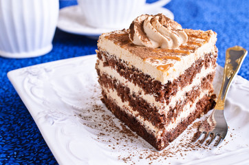 Brown cake with cream