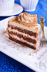 Brown cake with cream