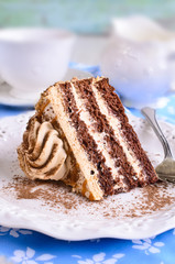 Brown cake with cream