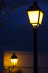 Close up view of a traditional european streetlight 