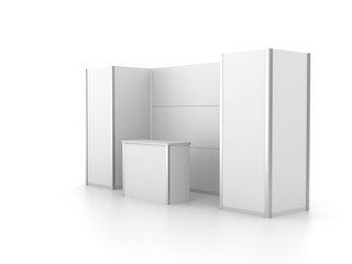 white stand or booth in a trade show. 3d render