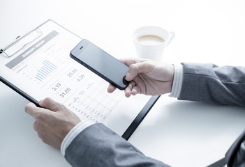 business, technology and internet concept - close up of man hand