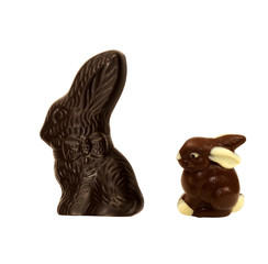 Large and small chocolate Easter Bunnies