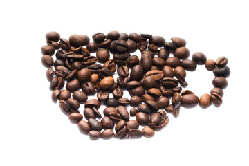 Coffee beans in the form of coffee cup