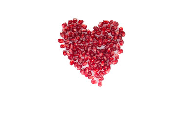 Fototapeta na wymiar An image of a heart of pomegranate seeds