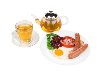 Traditional Full English Breakfast with fried eggs