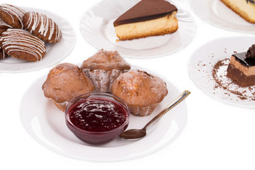 Sweets on a white plates