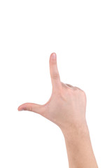 Two finger like a gun.